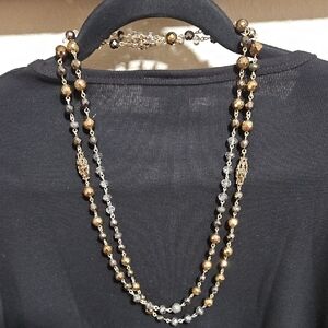 Elegant Gold and Silver Beaded Necklace